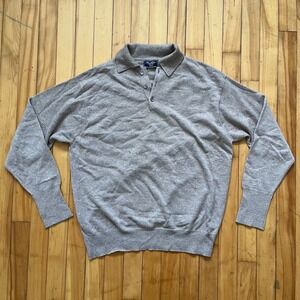 William Lockie for Ben Silver Cashmere Polo Sweater Mens Large Taupe Scotland